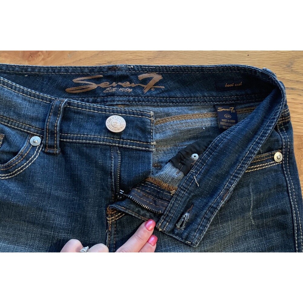 SEVEN7 Jeans Bootcut Distressed Flap Pockets Low Rise Women's Size 28/6 NWOT - Picture 8 of 12